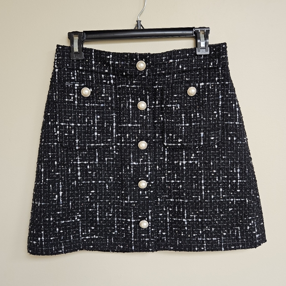 Kate Spade New York 6 Embellished Tweed Skirt Black Silver - Picture 5 of 14